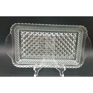 Rectangular Pressed Glass Relish Tray From The 1960’s ~ Measures  9.5” X 5”